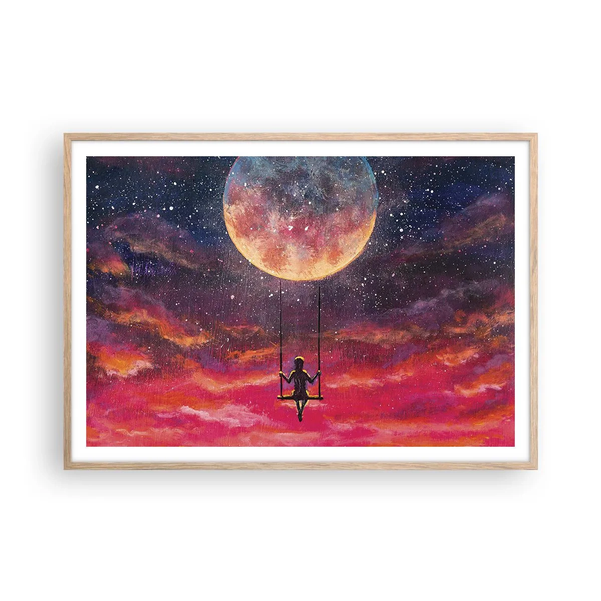 Plakát v rámu světlý dub - Stavět si vzdušné zámky - 100x70 cm