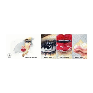 Vzor Fototapety Samolepicí Deluxe Sticker - Odraz v kapce vody - ženská tvář, Žena, červené rty - 100x30 cm