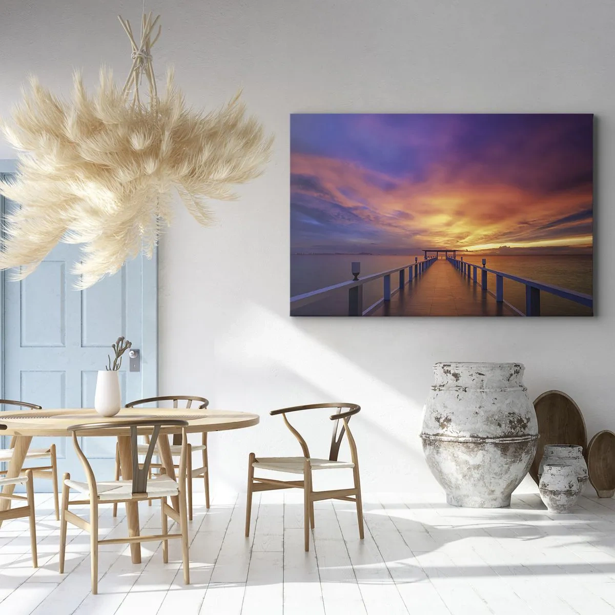 Obraz na plátně - Molo vedoucí k moři při západu slunce - 70x50cm - Bez konce - Moderní nástěnná dekorace do obývacího pokoje a ložnice ARTTOR