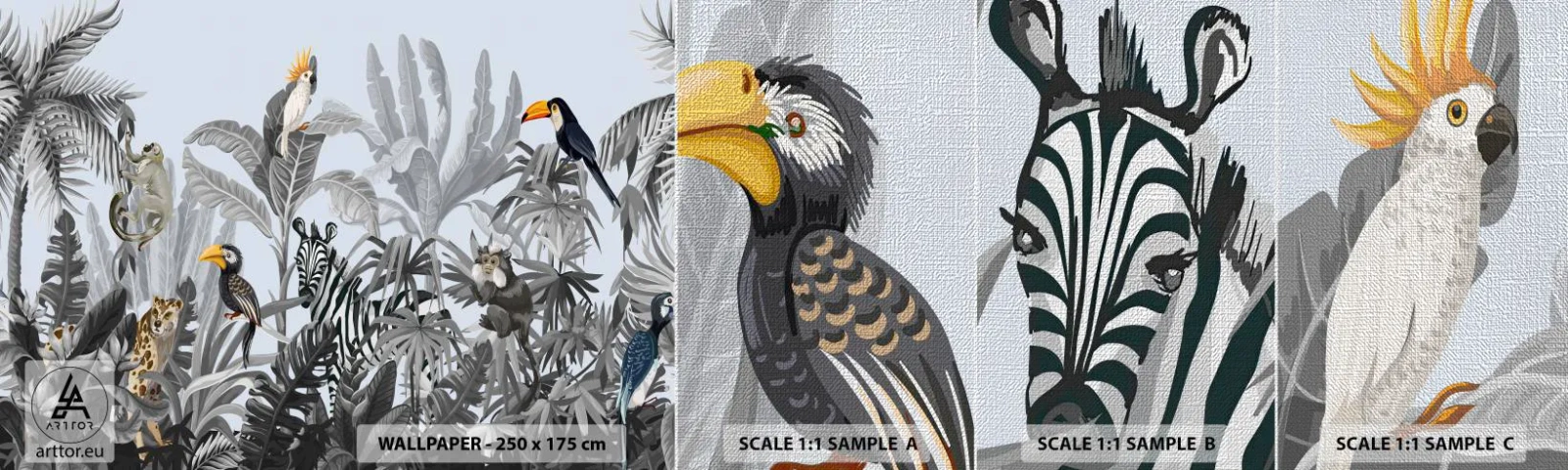 Vzor Fototapety Premium Canvas - Africká pohádka - Abstrakce, Džungle, Zvířata - 100x30 cm