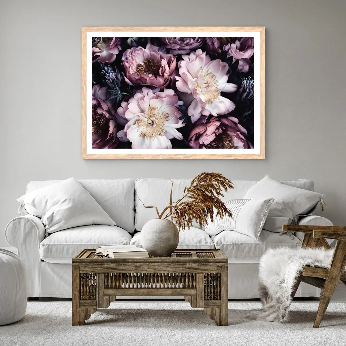 Plakát v rámu světlý dub - Kytice ve starém stylu - 91x61 cm