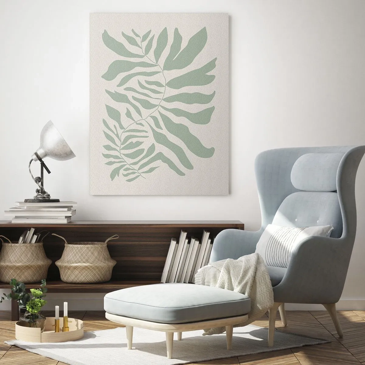 Obraz na skle - Smaragdová větev - 50x70 cm