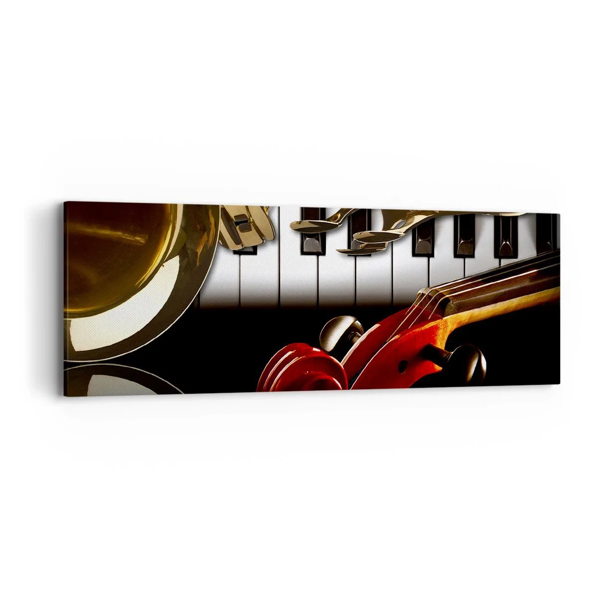 Obraz na plátně - Plech, dřevo a slonovinová kost - 90x30 cm