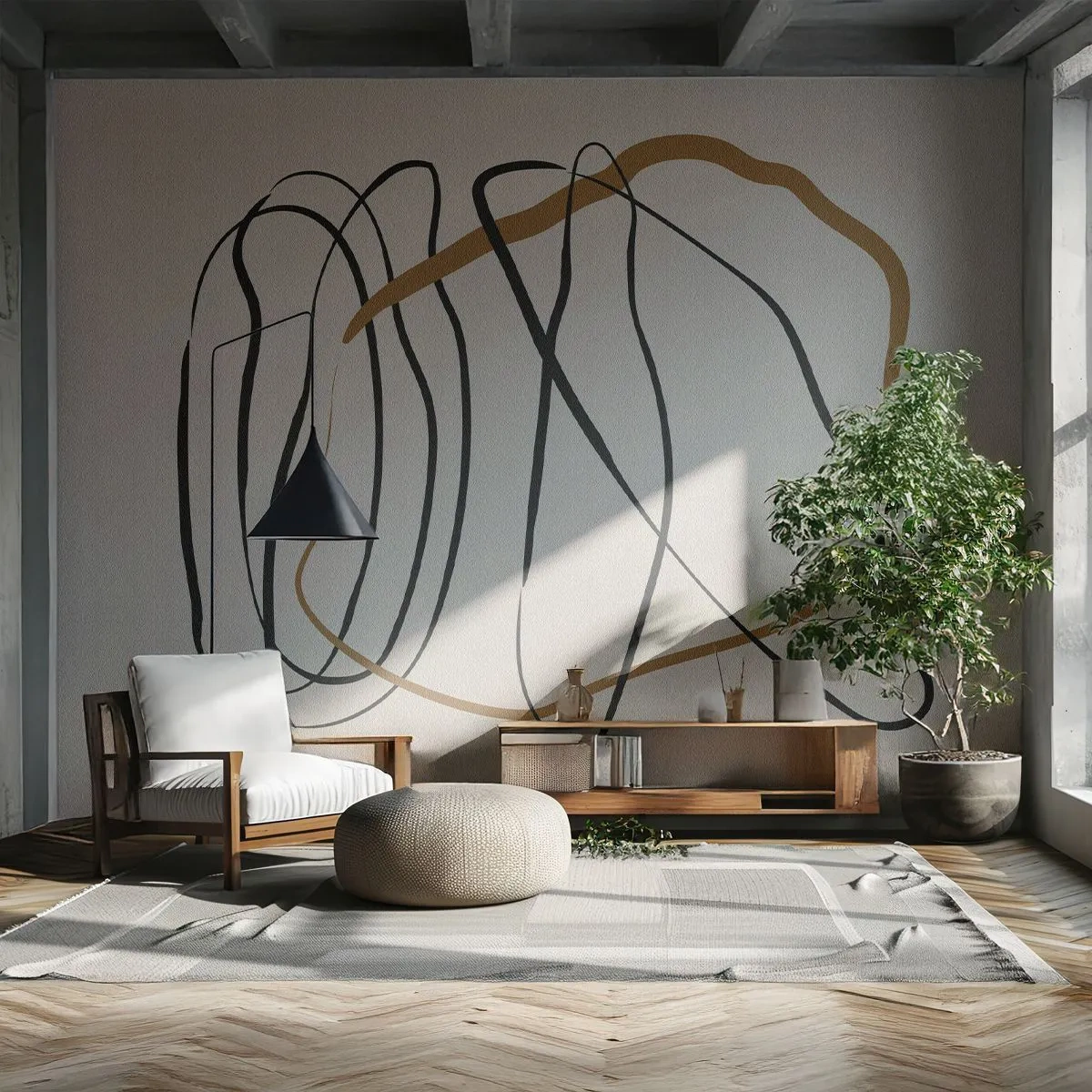 Fototapeta Premium Sand - Kompozice – tanec ve smyčce - Kus, Minimalistický, Art Deco - 250x175 cm