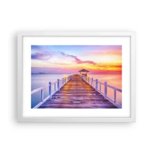 Plakát v bílém rámu - Liliově-zlaté ticho večera - 40x30 cm