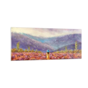 Obraz na skle - V levandulovém světě - 100x40 cm