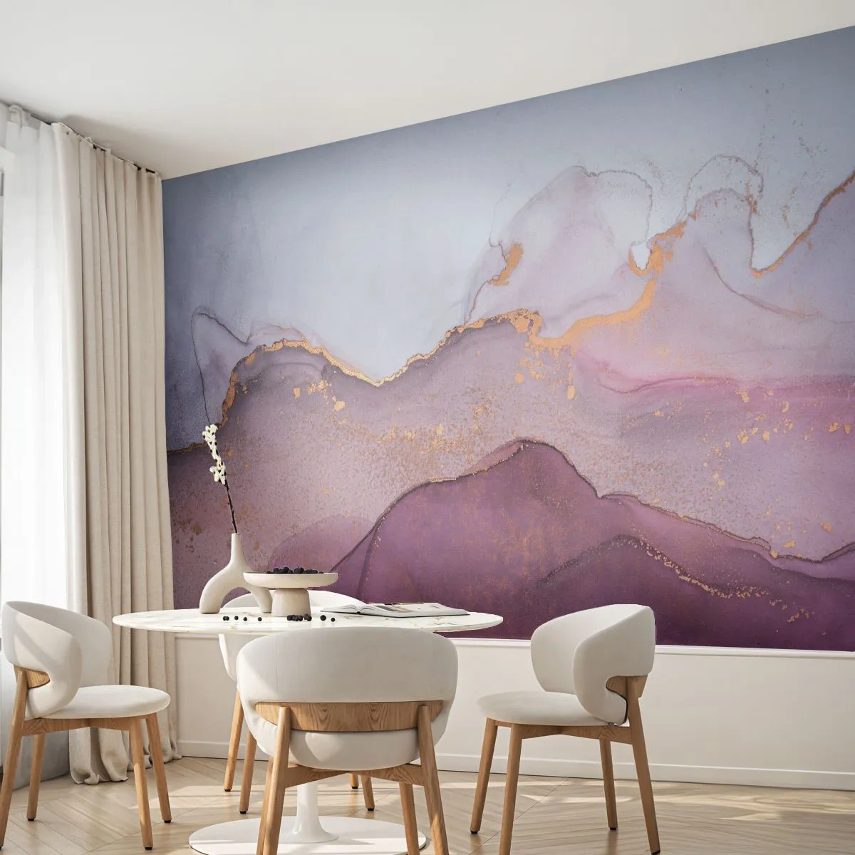 Fototapeta Standard Eco - Fialové a lilové vlny - Abstrakce, Kus, Moderní umění. - 350x256 cm