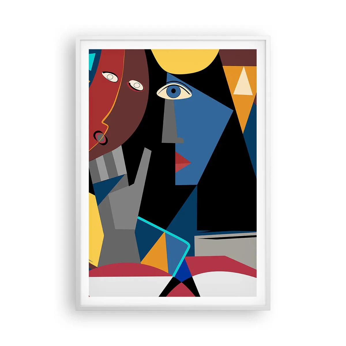 Plakát v bílém rámu - Konverzace kubistů - 70x100 cm