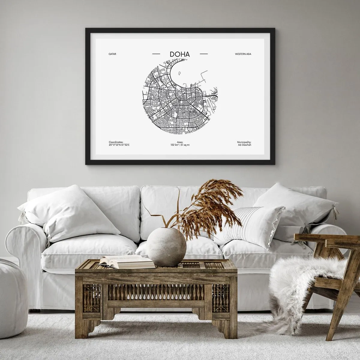 Plakát v černém rámu - Anatomie Dauhá - 70x50 cm
