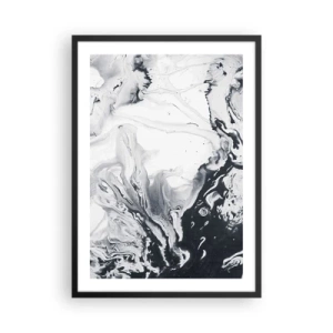 Plakát v černém rámu - Abstraktní černobílé vzory - 50x70cm - Zemské nitro - Moderní nástěnná dekorace do obývacího pokoje a ložnice ARTTOR
