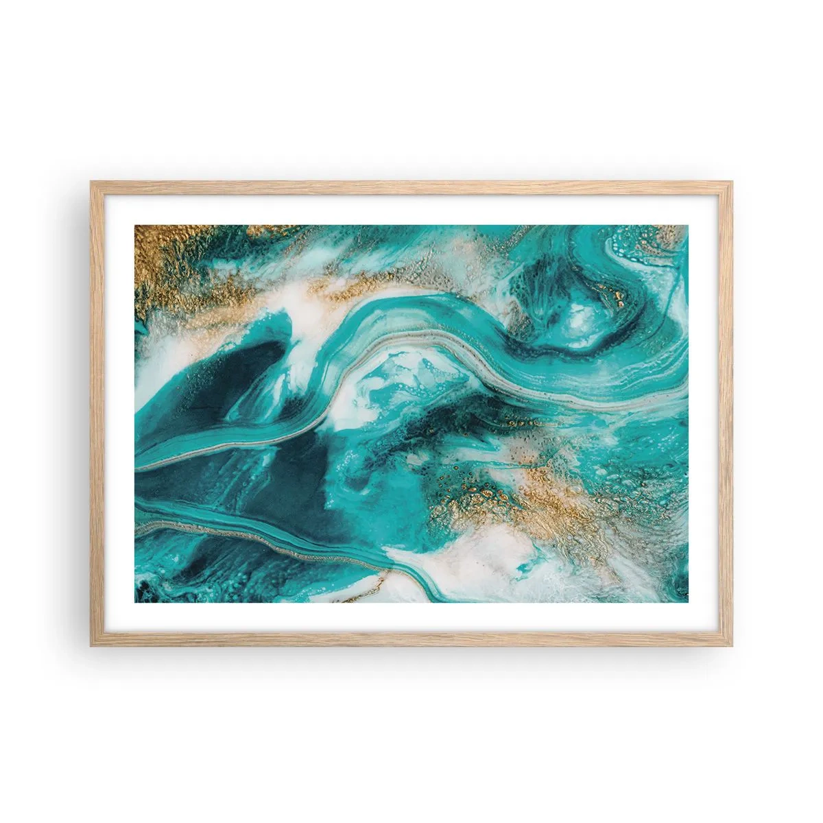 Plakát v rámu světlý dub - Řeka zlata - 70x50 cm