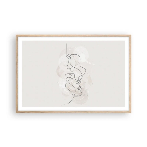 Plakát v rámu světlý dub - Zamotaní v objetí - 91x61 cm
