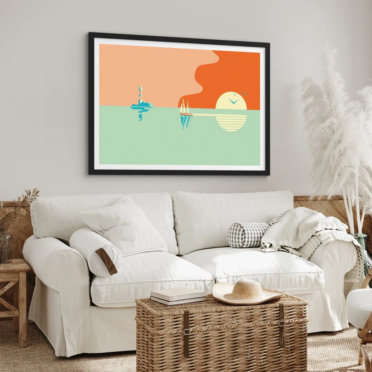 Plakát v černém rámu - Dokonalá mořská krajina - 70x50 cm