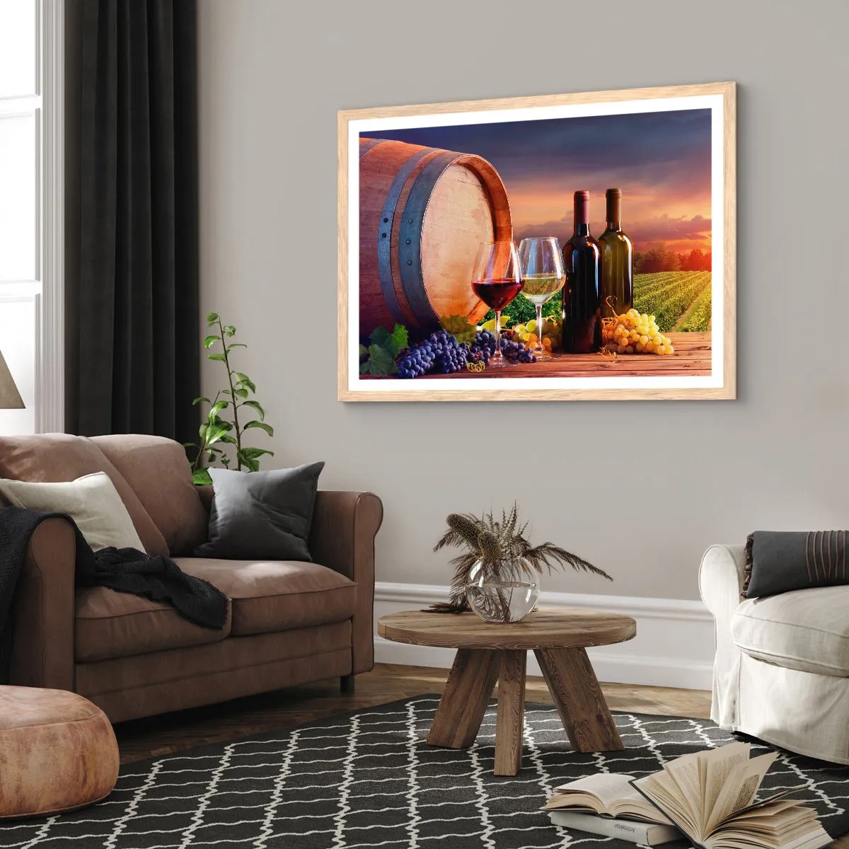 Plakát v rámu světlý dub - Tady má život chuť - 100x70 cm