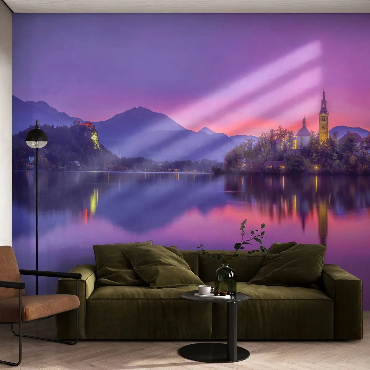 Fototapeta Samolepicí Deluxe Sticker - Pohádkový ostrov za soumraku - Krajina, Slovinsko, Ostrov Bled - 250x175 cm