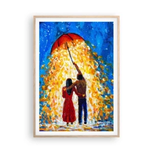 Plakát v rámu světlý dub - Magie deštivého večera? - 70x100 cm