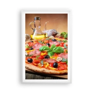 Plakát v bílém rámu - Se skutečně italskou chutí - 61x91 cm