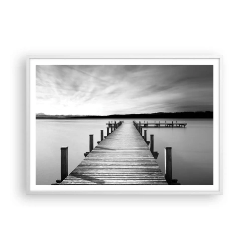 Plakát v bílém rámu - U napajedla – klidu - 100x70 cm