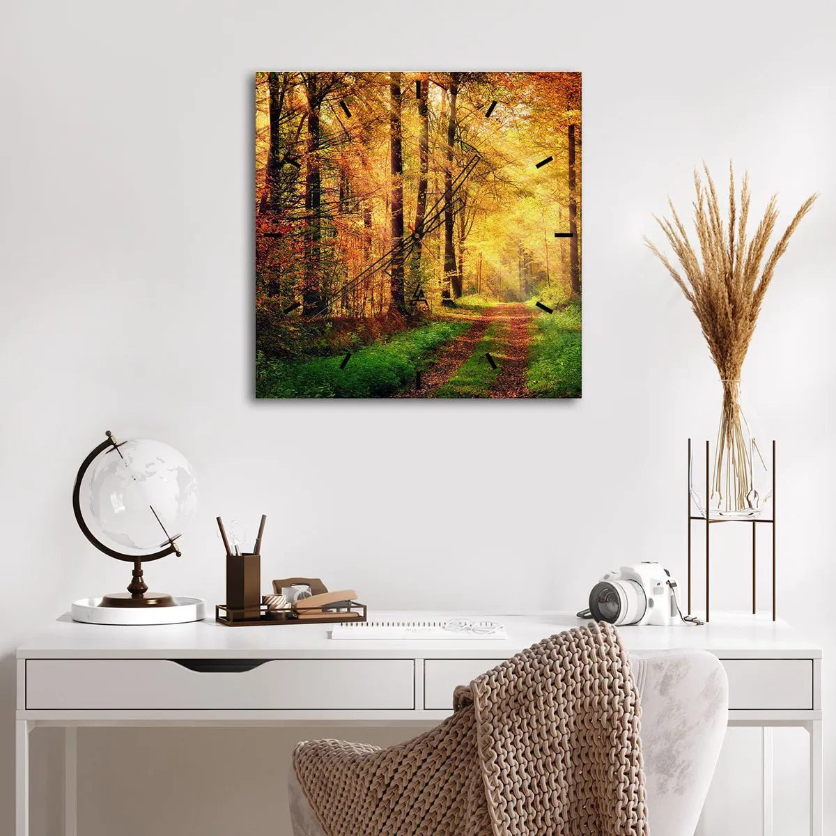 Nástěnné hodiny - Lesně-zlaté ticho - 30x30 cm