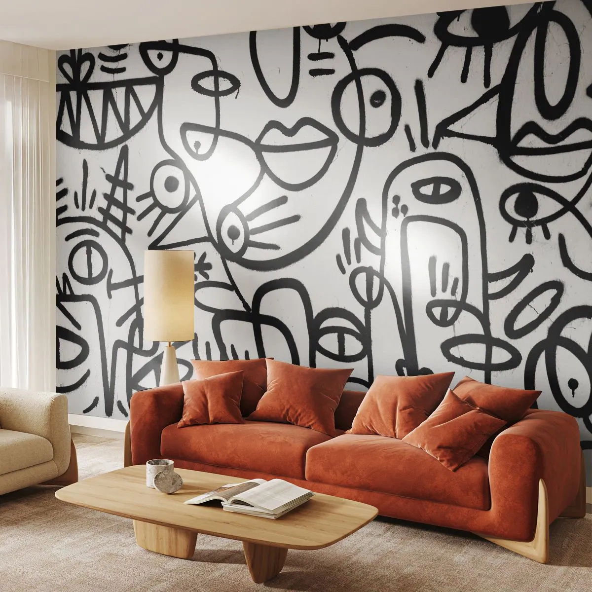 Fototapeta Premium Sand - Tváře a přeludy - Abstrakce, Kus, Graffiti - 100x70 cm