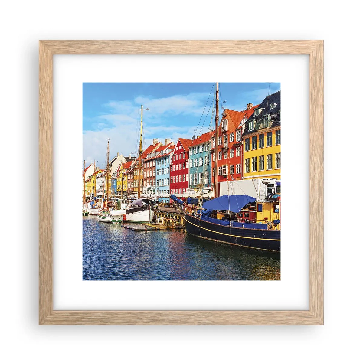 Plakát v rámu světlý dub - Radostné nábřeží - 30x30 cm