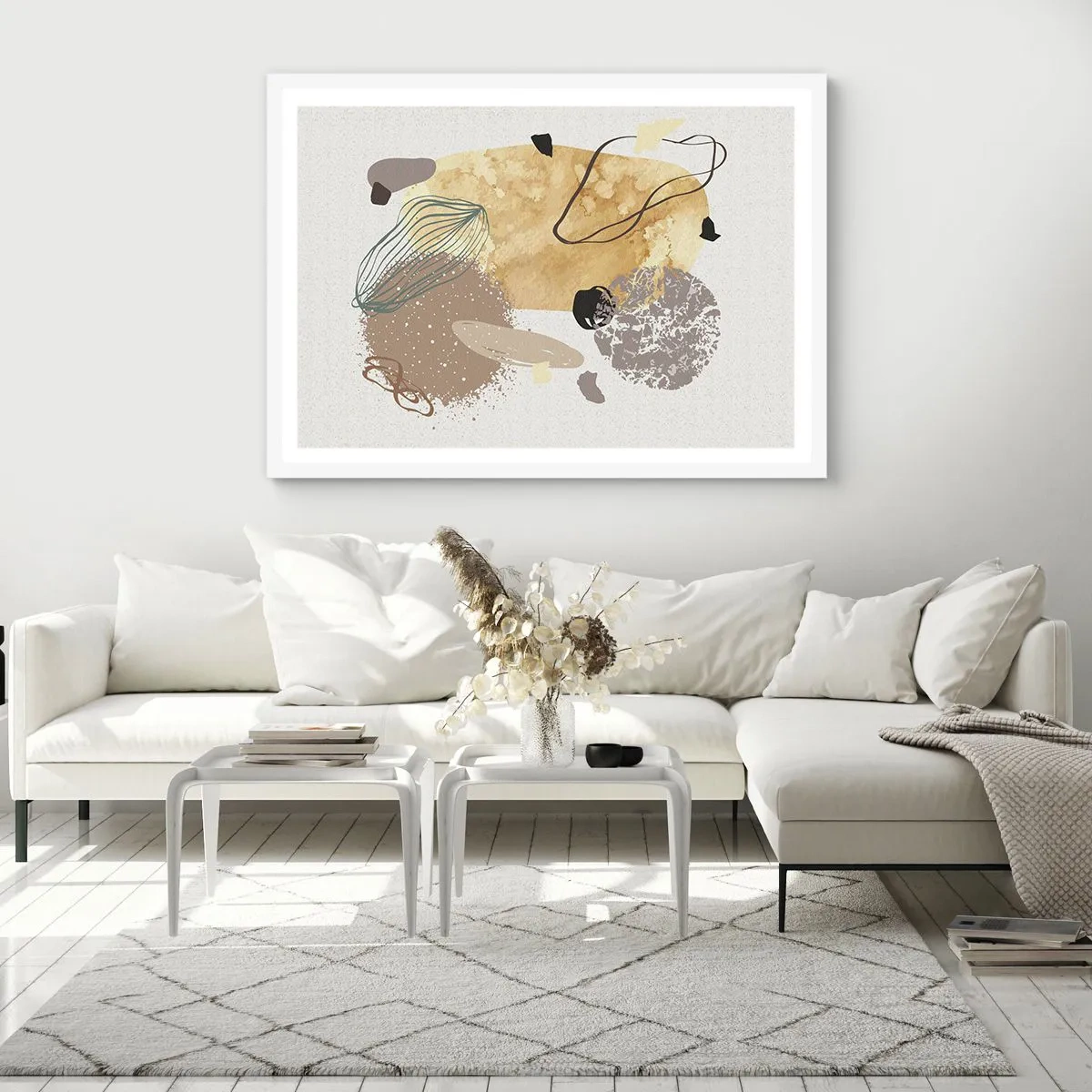 Plakát v bílém rámu - Abstraktní švestka - 70x50 cm