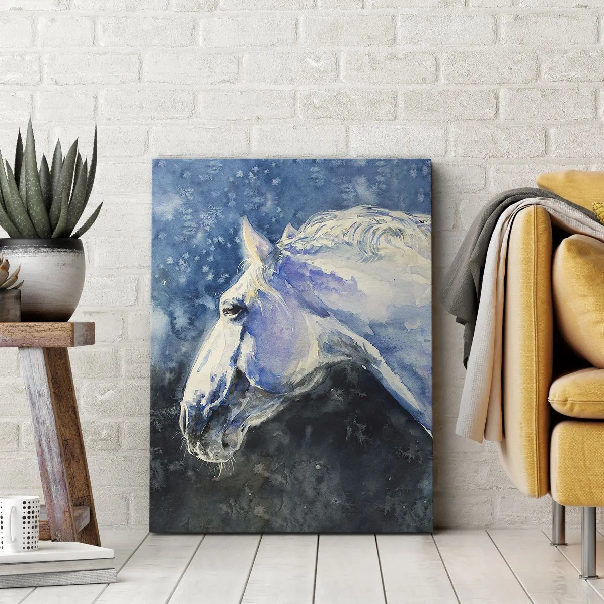 Obraz na plátně - Portrét v modré záři - 50x70 cm