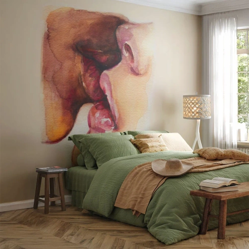 Fototapeta Premium Canvas - Jako noc a den, země a nebe - Abstrakce, Polibek, Zamilovaný pár - 450x315 cm