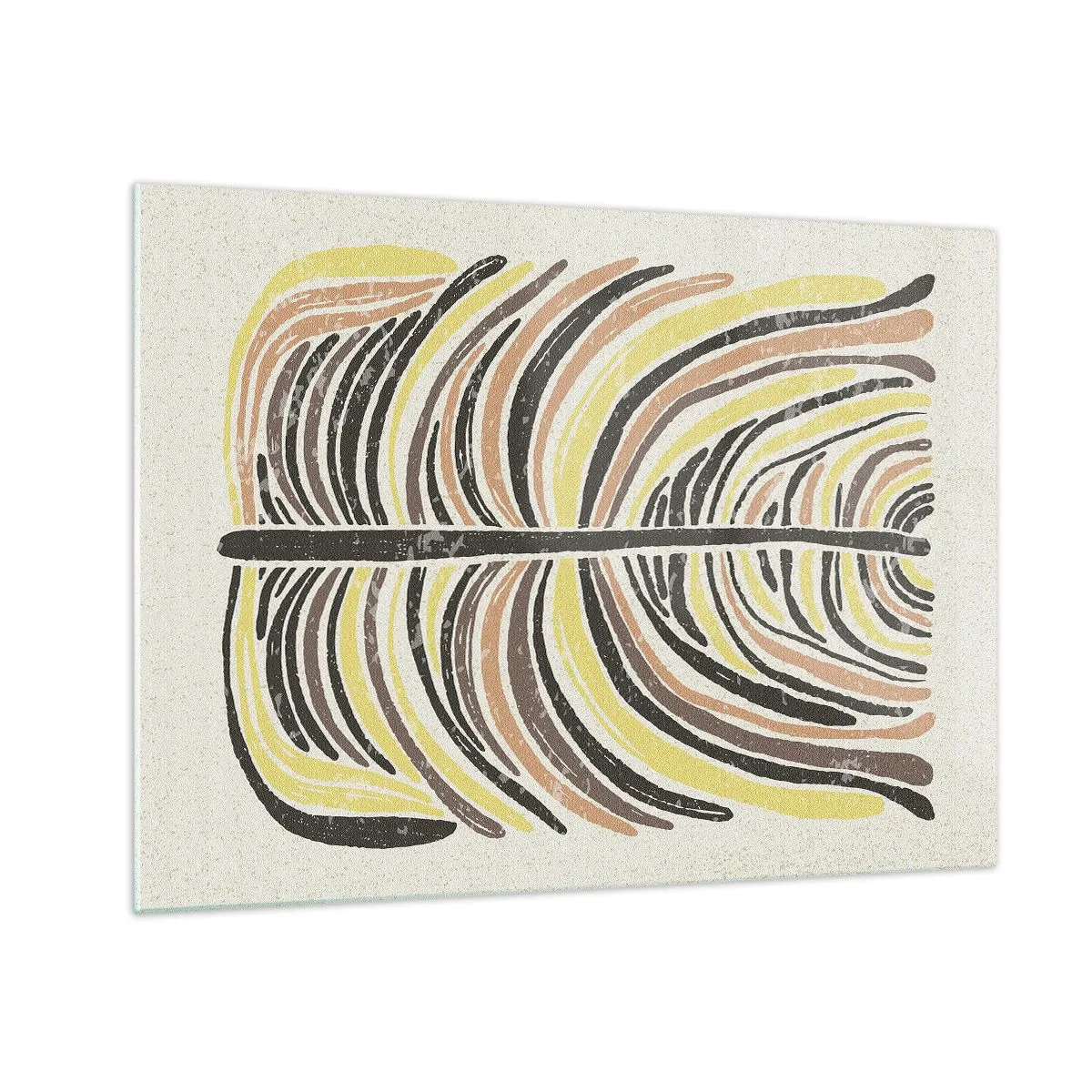 Obraz na skle - Organická abstrakce v teplých zemitých tónech na světlém pozadí - 70x50cm - Abstrakce plná života - Moderní nástěnná dekorace do obývacího pokoje a ložnice ARTTOR