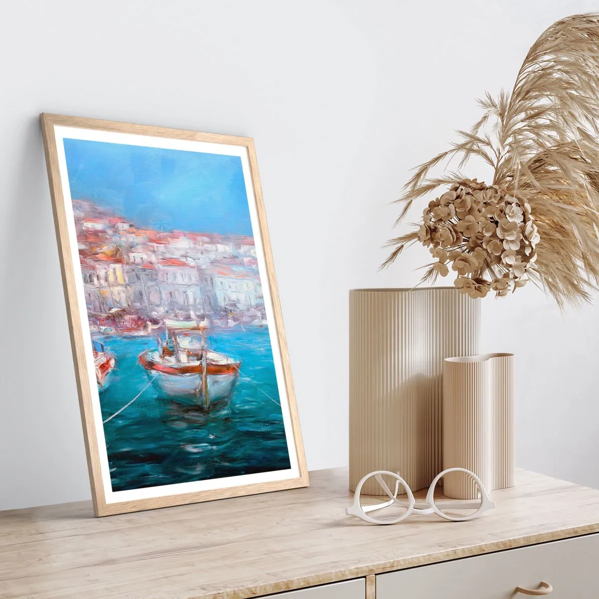 Plakát v rámu světlý dub - Italský záliv - 50x70 cm