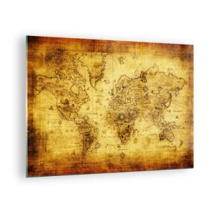 Obraz na skle - Stará mapa světa s vintage motivem - 70x50cm - Tento svět je divný - Moderní nástěnná dekorace do obývacího pokoje a ložnice ARTTOR