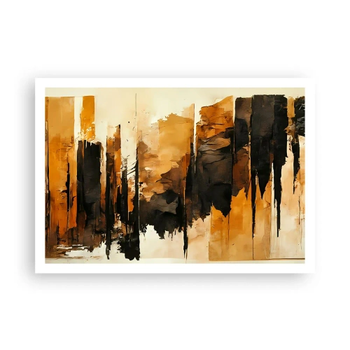 Plakát - Harmonie černé a zlaté - 100x70 cm