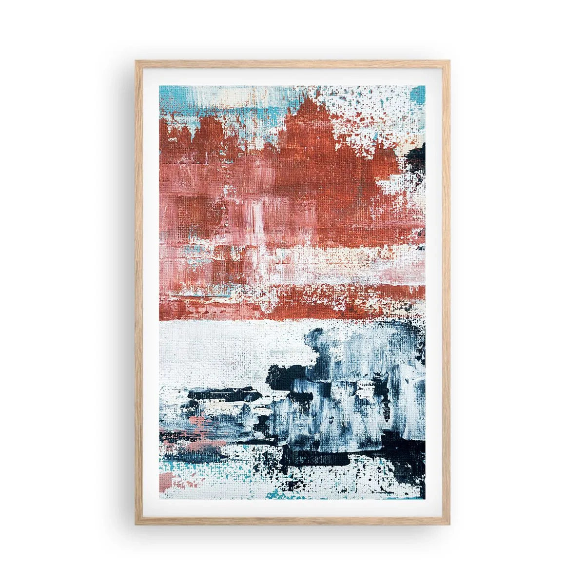 Plakát v rámu světlý dub - Abstraktní půl na půl - 61x91 cm