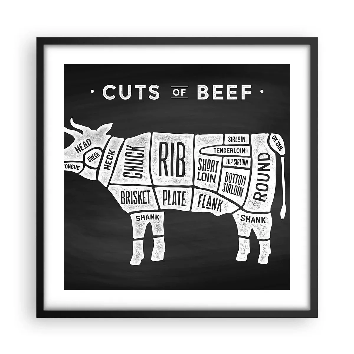 Plakát v černém rámu - Slabikář řezníka - 50x50 cm