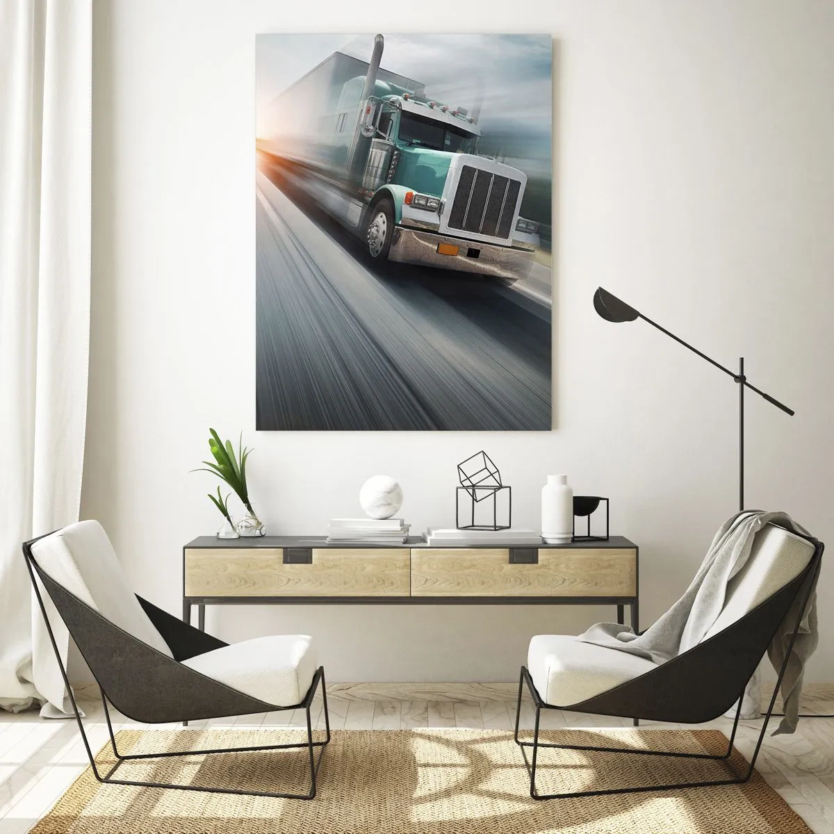 Obraz na skle - Americký obr v rychlosti - 80x120 cm