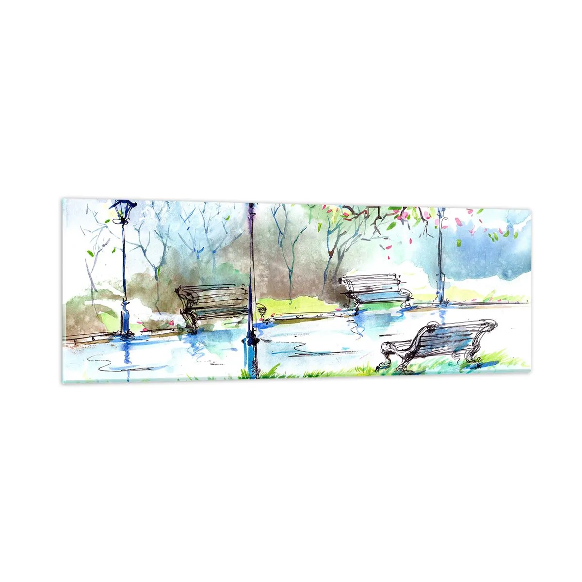 Obraz na skle - Kouzlo parkového ticha - 90x30 cm