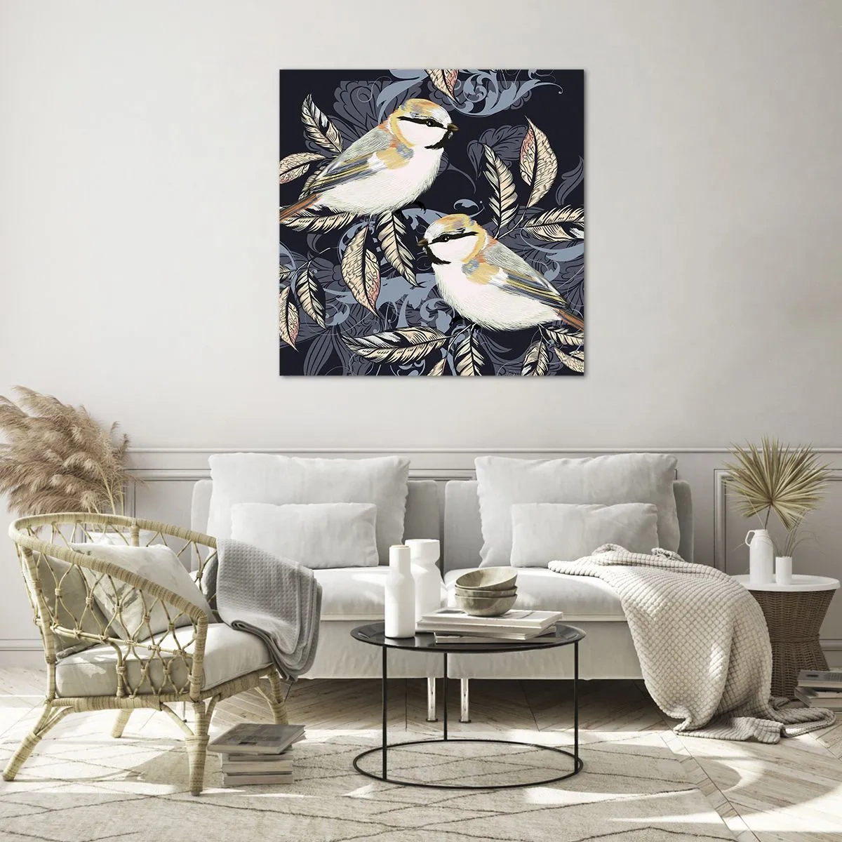 Obraz na skle - Žlutomodrá píseň - 70x70 cm