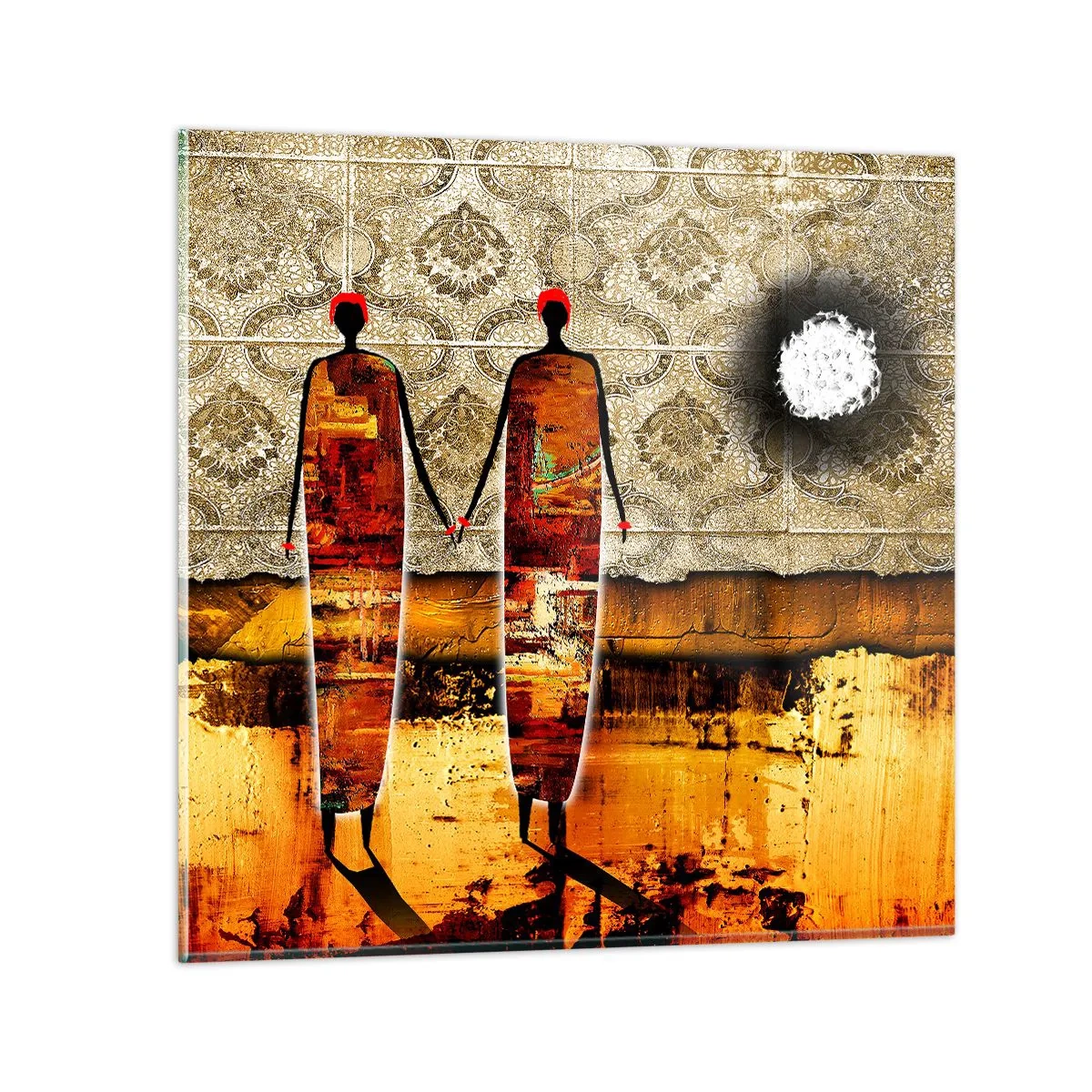 Obraz na skle - Etnická kompozice v barvách Afriky - 70x70 cm