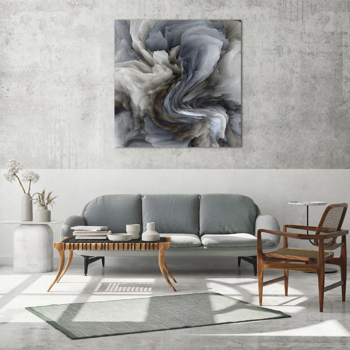 Obraz na skle - Kámen a květ - 60x60 cm