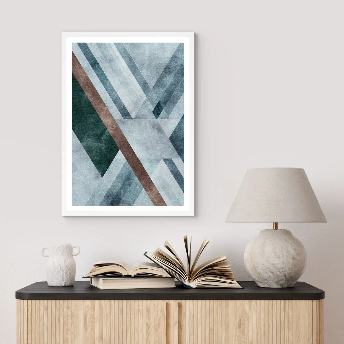 Plakát v bílém rámu - Sofistikovaná elegance geometrie - 40x50 cm