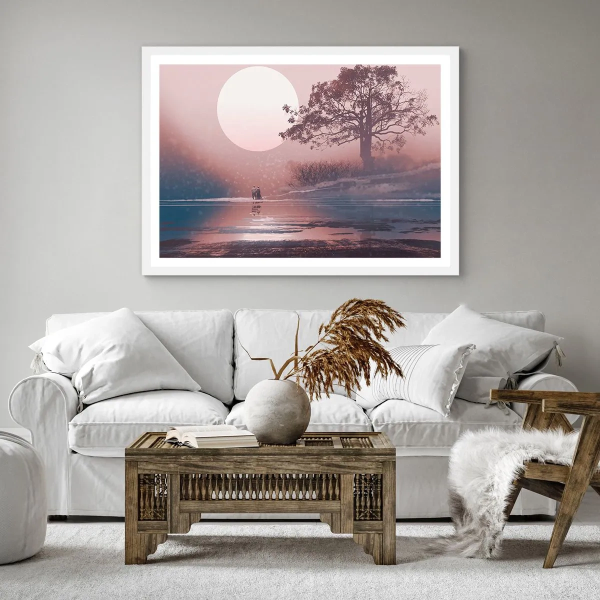 Plakát v bílém rámu - Noční zázraky - 60x60 cm