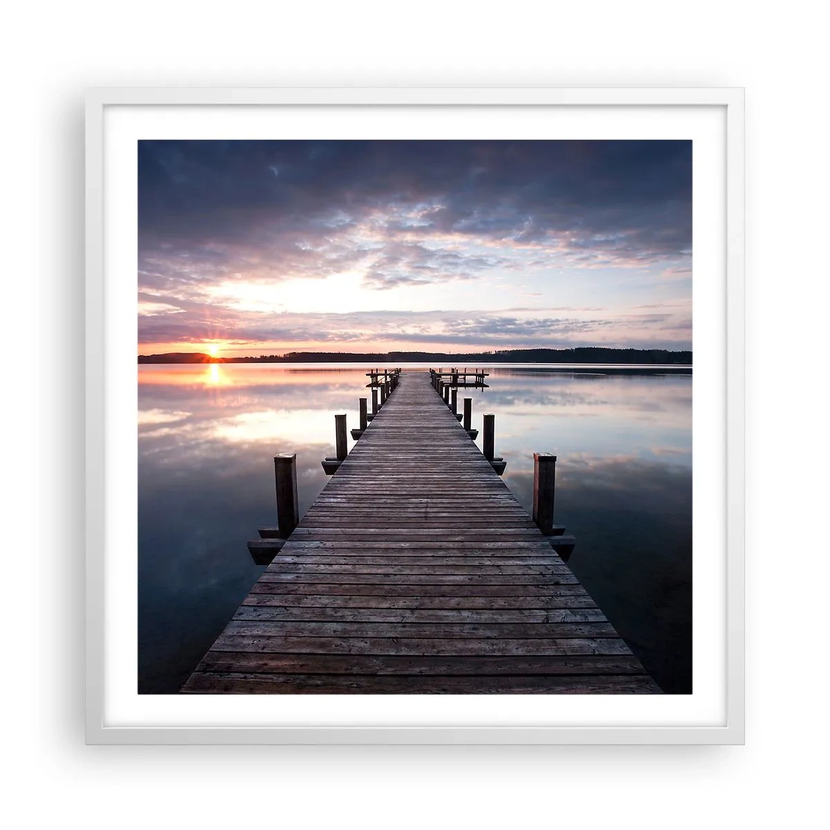 Plakát v bílém rámu - Tichá hranice mezi dnem a nocí - 60x60 cm