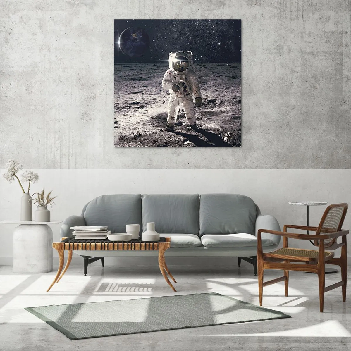 Obraz na skle - Pozdrav z Měsíce - 70x70 cm