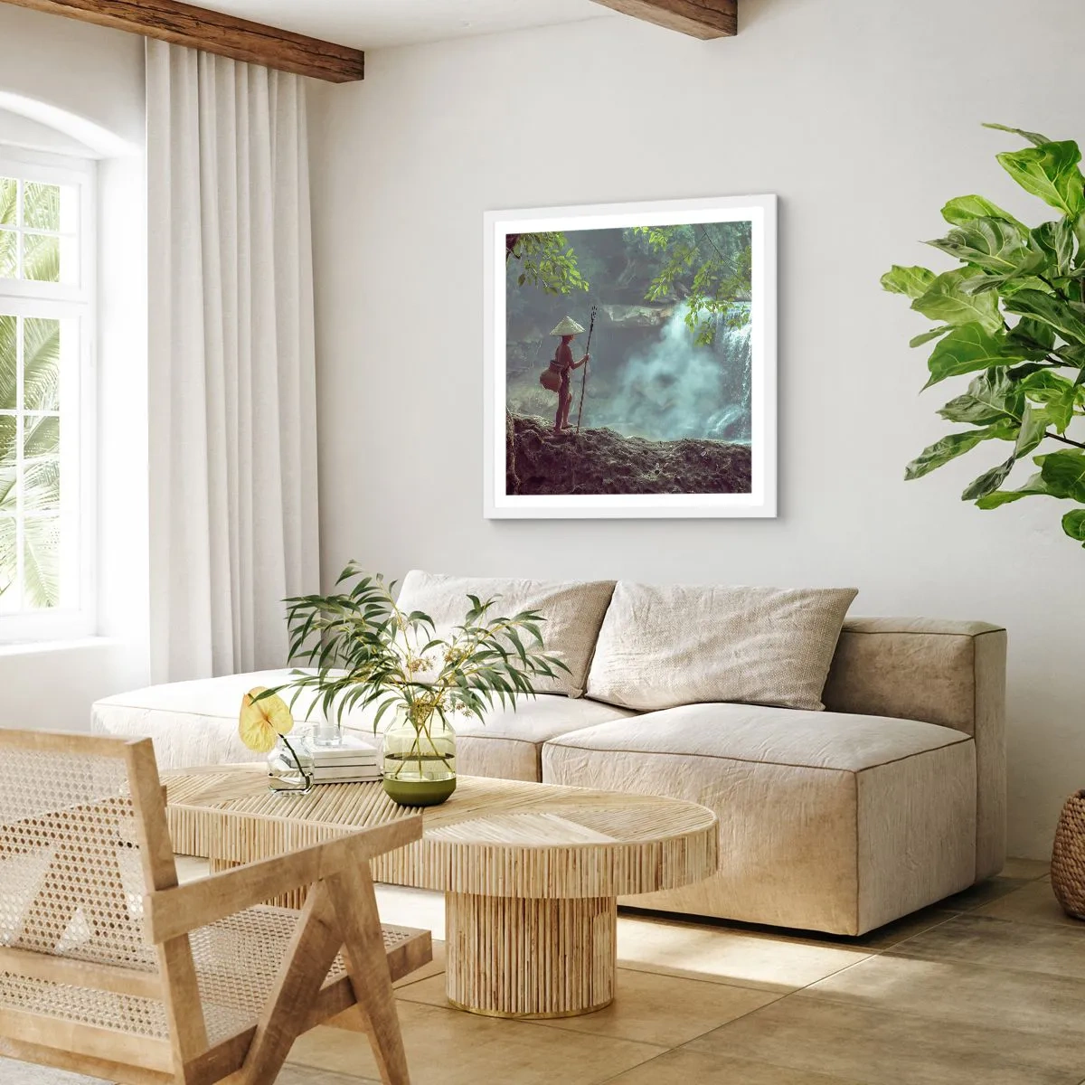 Plakát v bílém rámu - Spřátelený s přírodou - 50x50 cm