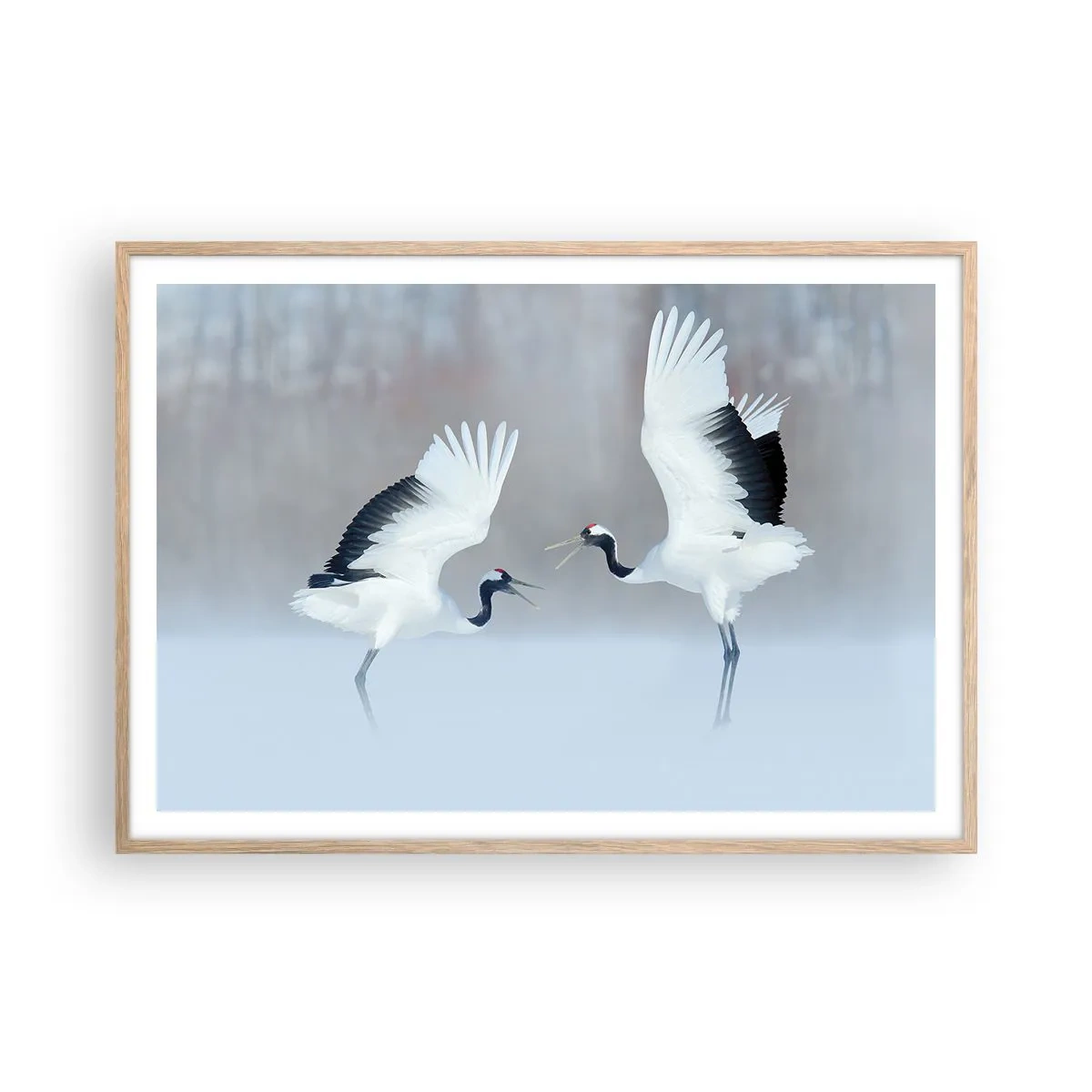 Plakát v rámu světlý dub - Tanec v mlze - 100x70 cm