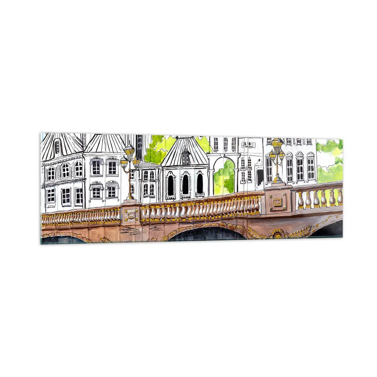 Obraz na skle - Město jako malované - 160x50 cm