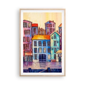 Plakát v rámu světlý dub - Město jako z pohádky - 61x91 cm