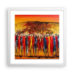 Plakát v bílém rámu - Tam, tam, tam, tam jdou - 40x40 cm