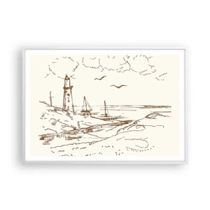 Plakát v bílém rámu - Náčrt letních vzpomínek - 100x70 cm