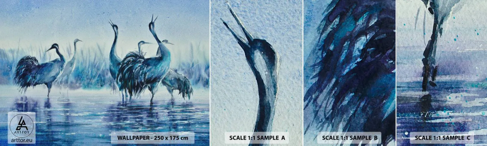 Vzor Fototapety Samolepicí Deluxe Sticker - Ranní setkání - Ptactvo, Krajina, Voda - 100x30 cm